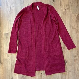 Zenana Outfitters Burgundy Open Front Cardigan